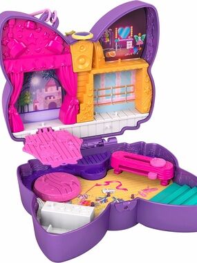 Polly Pocket Sparkle Stage Bow Compact Playset  kids toy toys girls dolls mattel
